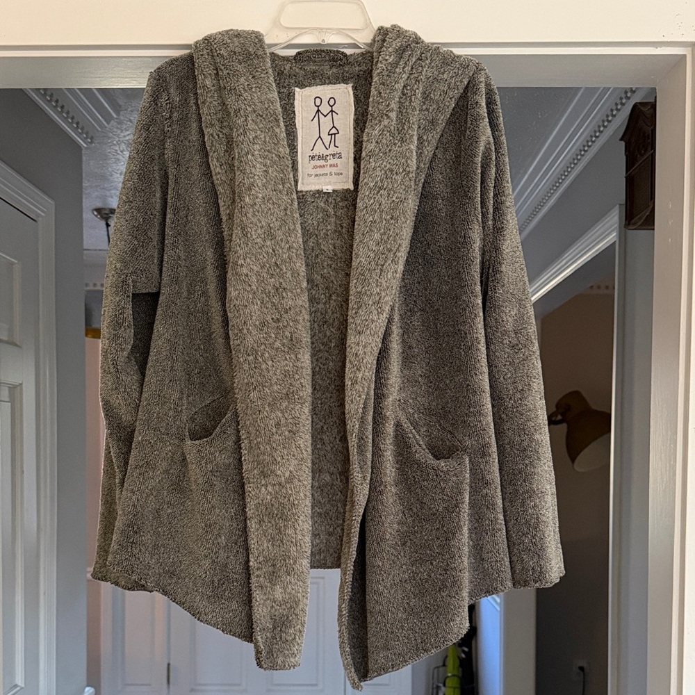 Johnny Was Cozy Gray Hooded Cardigan